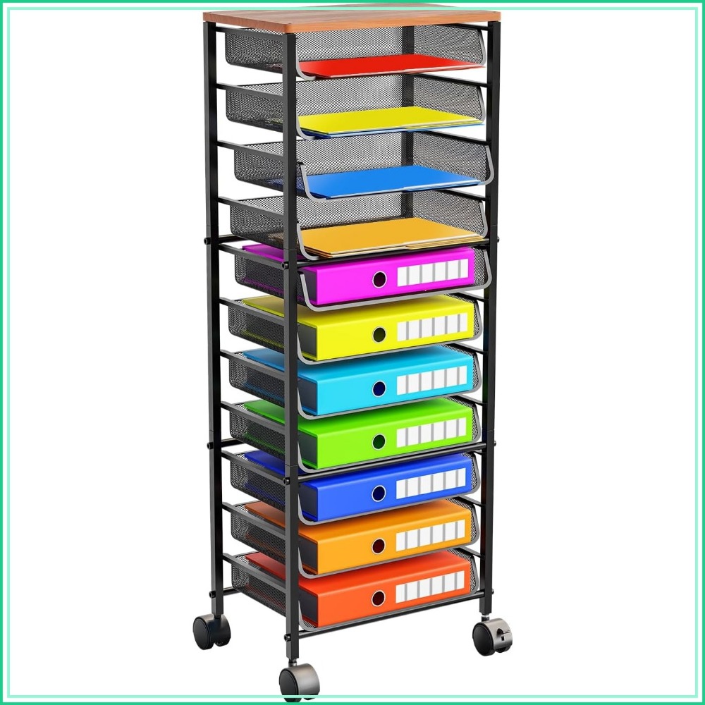 Letter Tray Desk - Carrinho de Arquivos com 12 Níveis