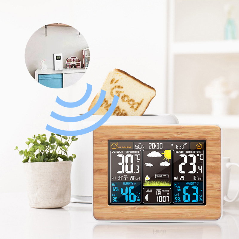 Led Desk Clock - FanJu-Wireless Digital Despertador, Previsão Barômetro, Estação