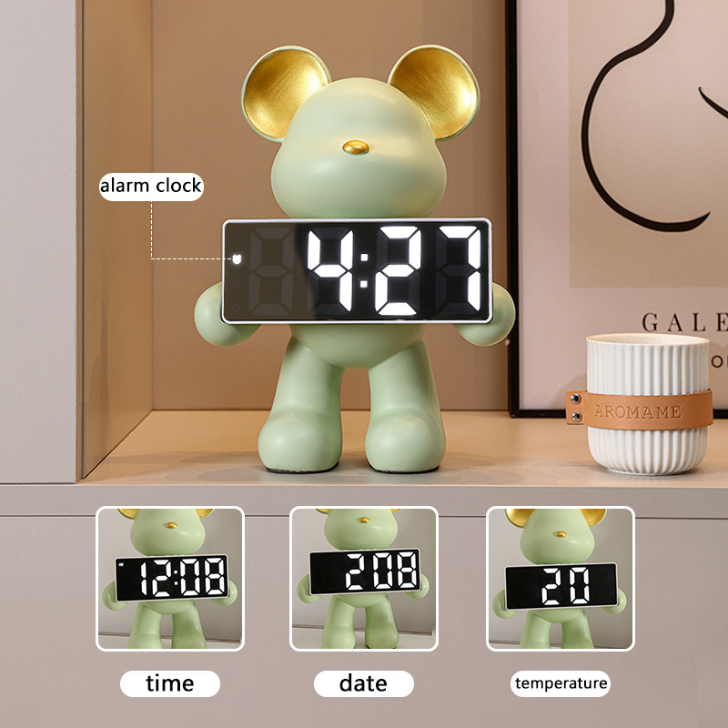 Urso Nórdico Criativo de Resin - Led Desk Clock avaliação e preço