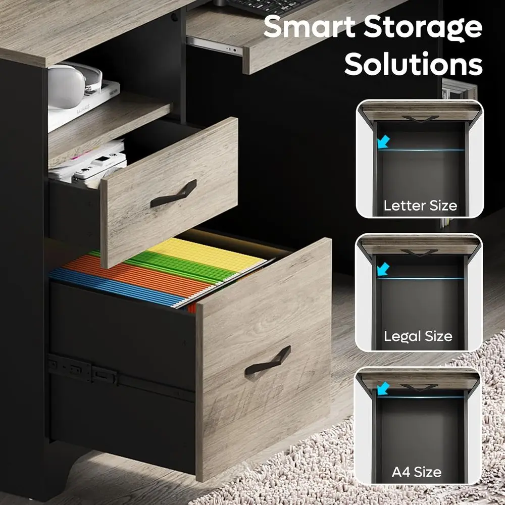 Mesa Executiva Cinza de 59 pol - Drawer Pedestal Cabinet avaliação e preço